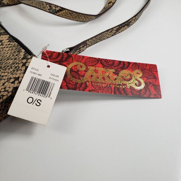 Carlos Santana Tan Gray Snakeskin Purse Crossbody Bag Buckle Strap New With Tags - Picture 7 of 16